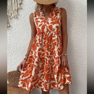 Boho floral print smock dress